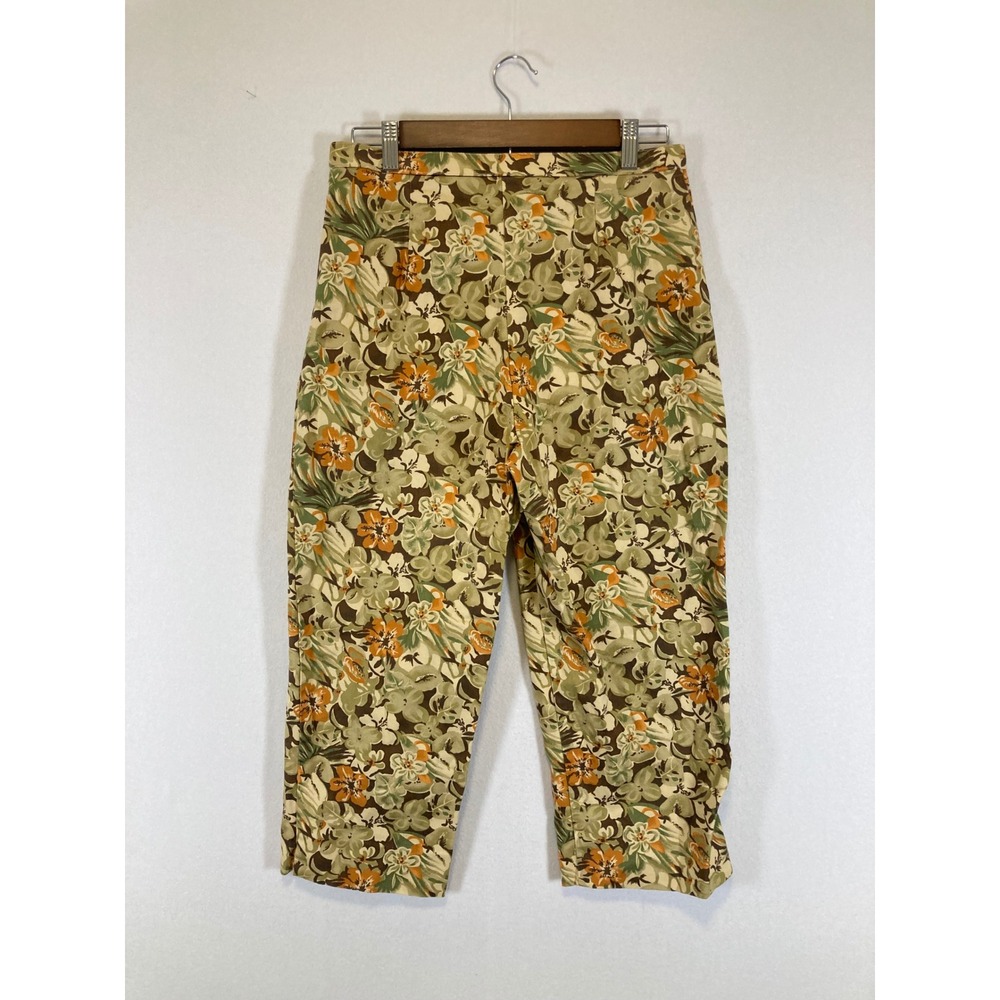 Cottagecore Chaus Womens Size‎ 10 Green Orange Floral Cropped High Rise Pants - Picture 2 of 10